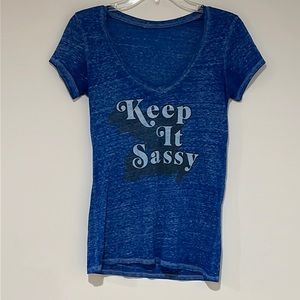 Keep It Sassy Women’s Tee Short Sleeve Top Low Neck Size M Super Light and Soft